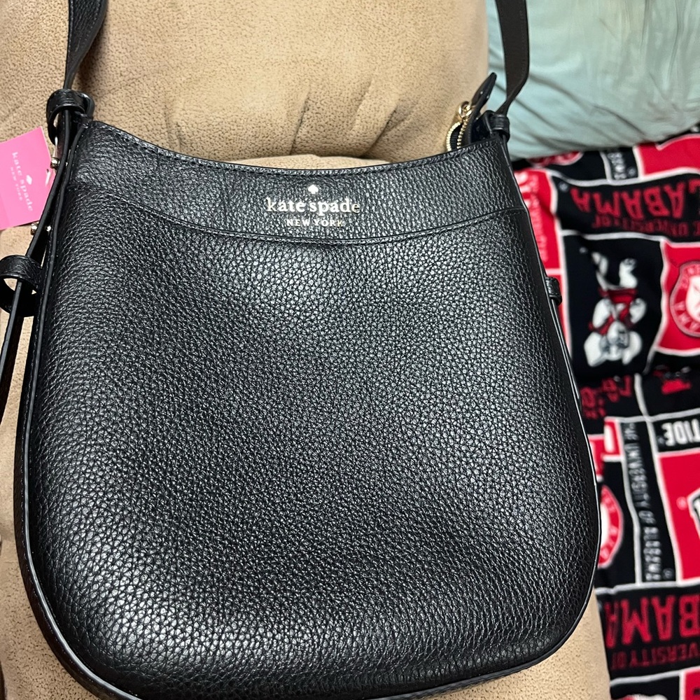 Kate Spade Leila North South Top Zip Crossbody Black Leather - Picture 5 of 8
